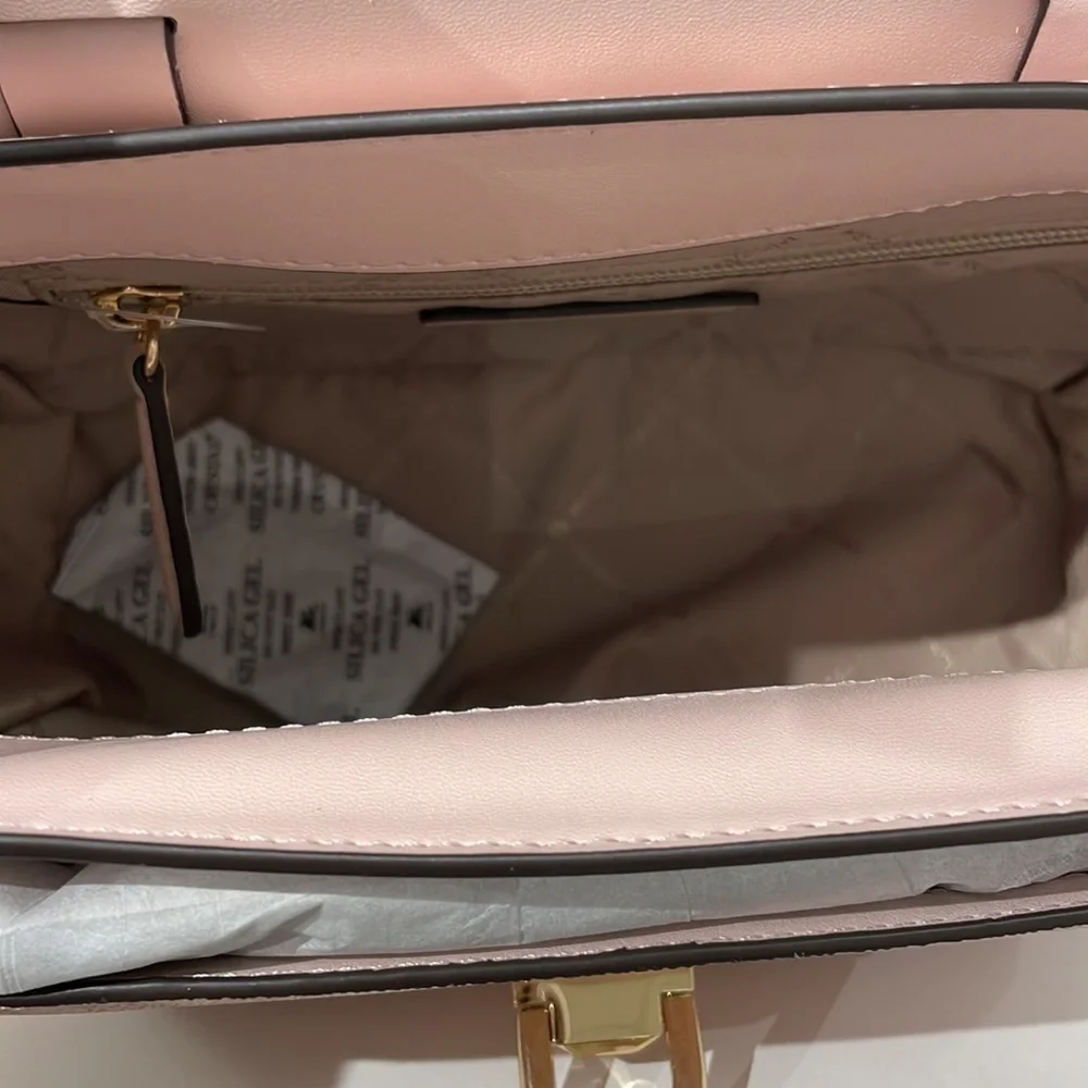 Michael Kors MK print Manhattan satchel crossbody Powder blush